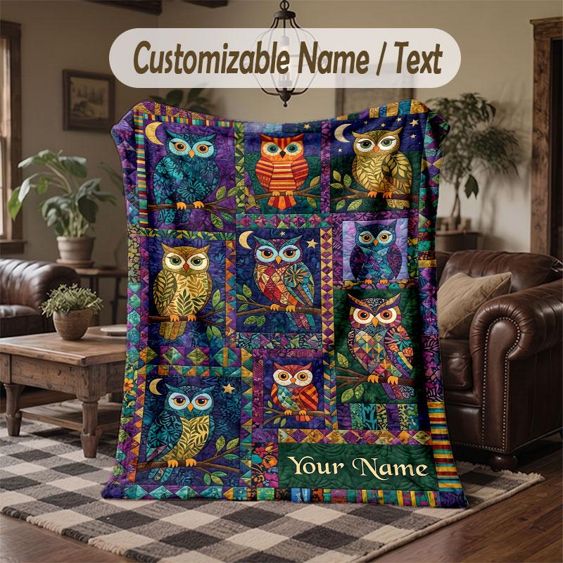Birds Theme Throw Blanket Custom Name Text Personalized Blanket Soft Cozy Blanket for Home Sofa Bed