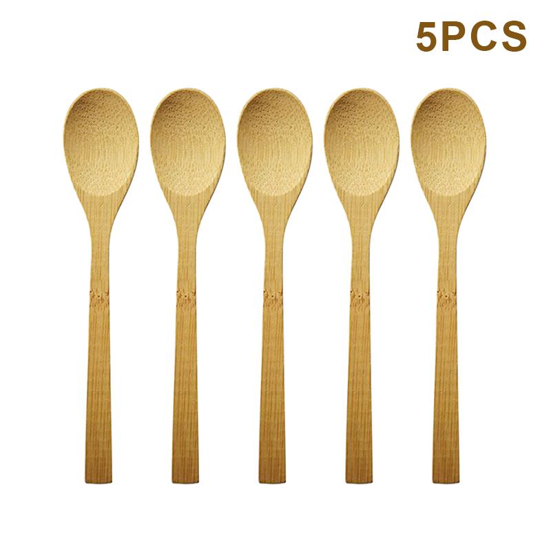 5Pcs Wooden Honey Spoon Ecofriendly Household Tableware Bamboo Kitchen Condiment Scoop Coffee Spoon Dessert Spoon Teaspoon