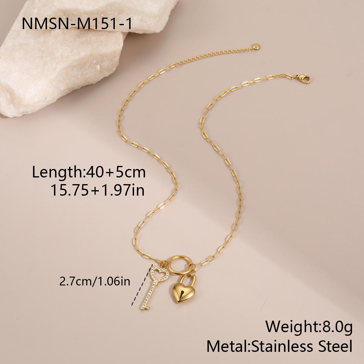 GEMCHIC Women s Stainless Steel Heart Lock Key Necklace Simple Fashion Versatile Minimalist Light Luxury Choker