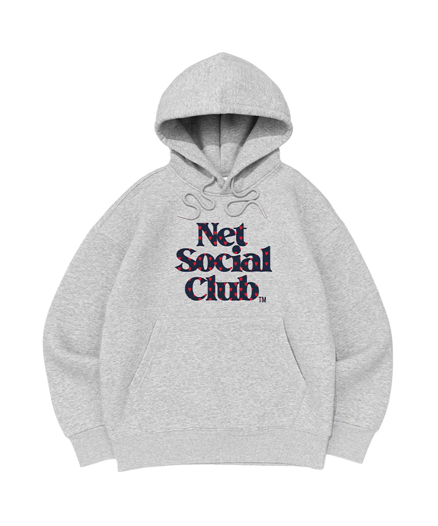 Net Social Club Heart Logo Brushed Hood Tee (Melange) L