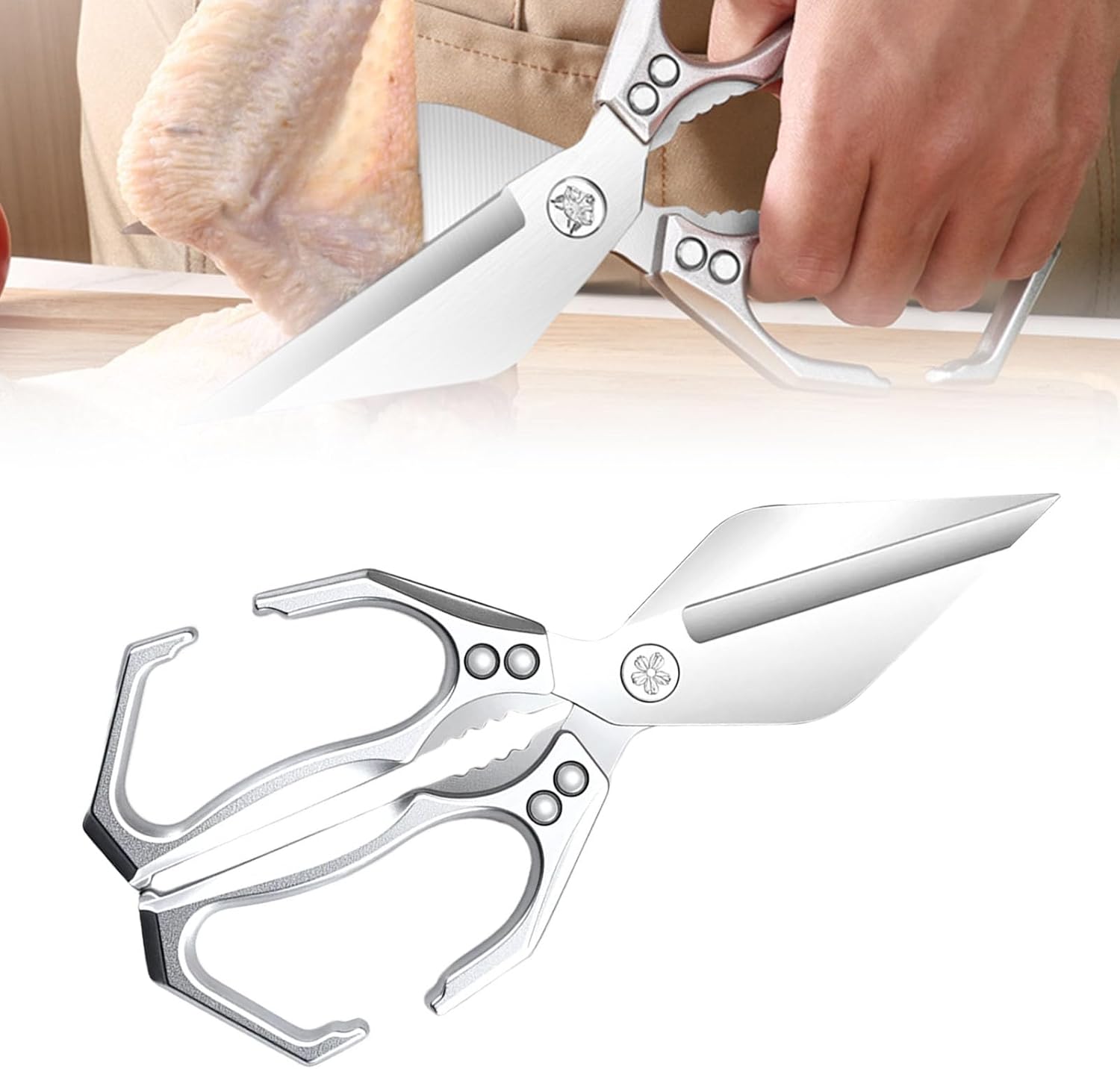 

Многофункциональные кухонные ножницы повышенной прочности, кухонные ножницы повышенной прочности для продуктов с эргономичной ручкой, кулинарные ножницы из высокоуглеродистой стали