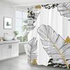 Green Plant Leaf Cactus Shower Curtain Printed Modern Nordic Minimalist Polyster Bathroom Curtain Home Decor Curtain with Hooks