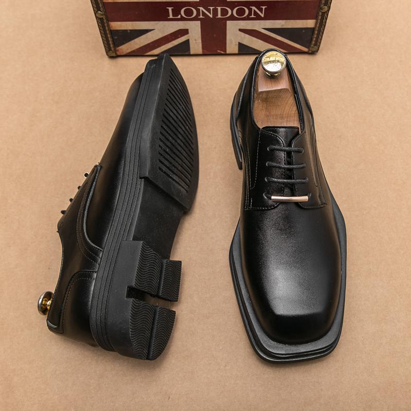 Spring White Gentlemen's Leather Shoes Luxury Brand Platform Oxford Shoes Mens Leather Soft Sole Comfortable Party Wedding Shoes