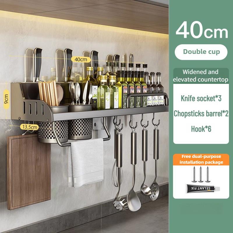 Household Non Perforated Kitchen Seasoning Supplies Storage Rack Wall Mounted Multifunctional Chopstick Knife Holder
