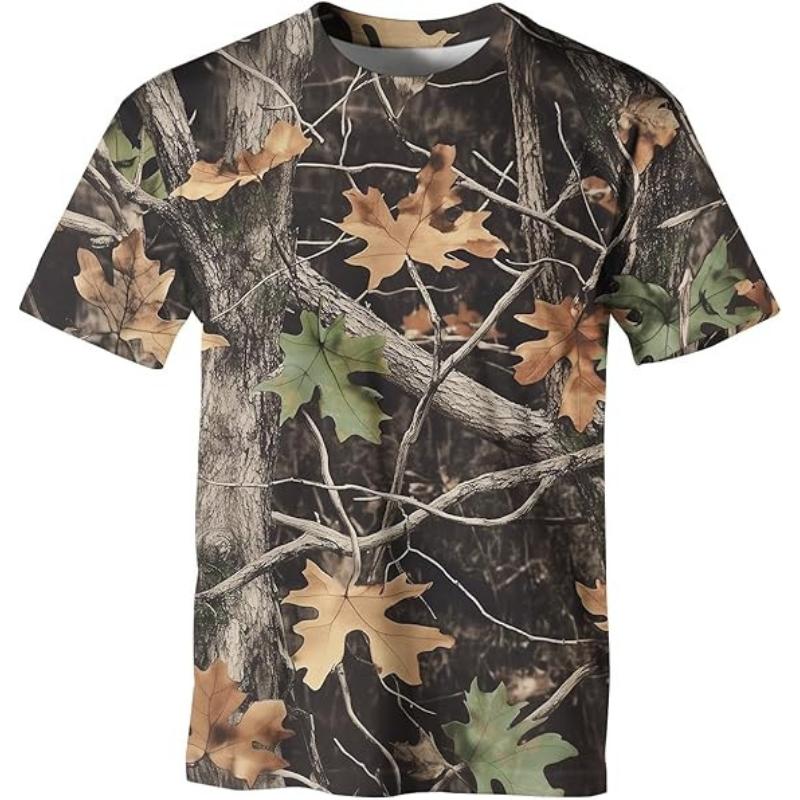 Fashion Men's Crew Neck Short Sleeve 3D Branch Color Printing Tree Branch Short Sleeve Crew Neck T-Shirt
