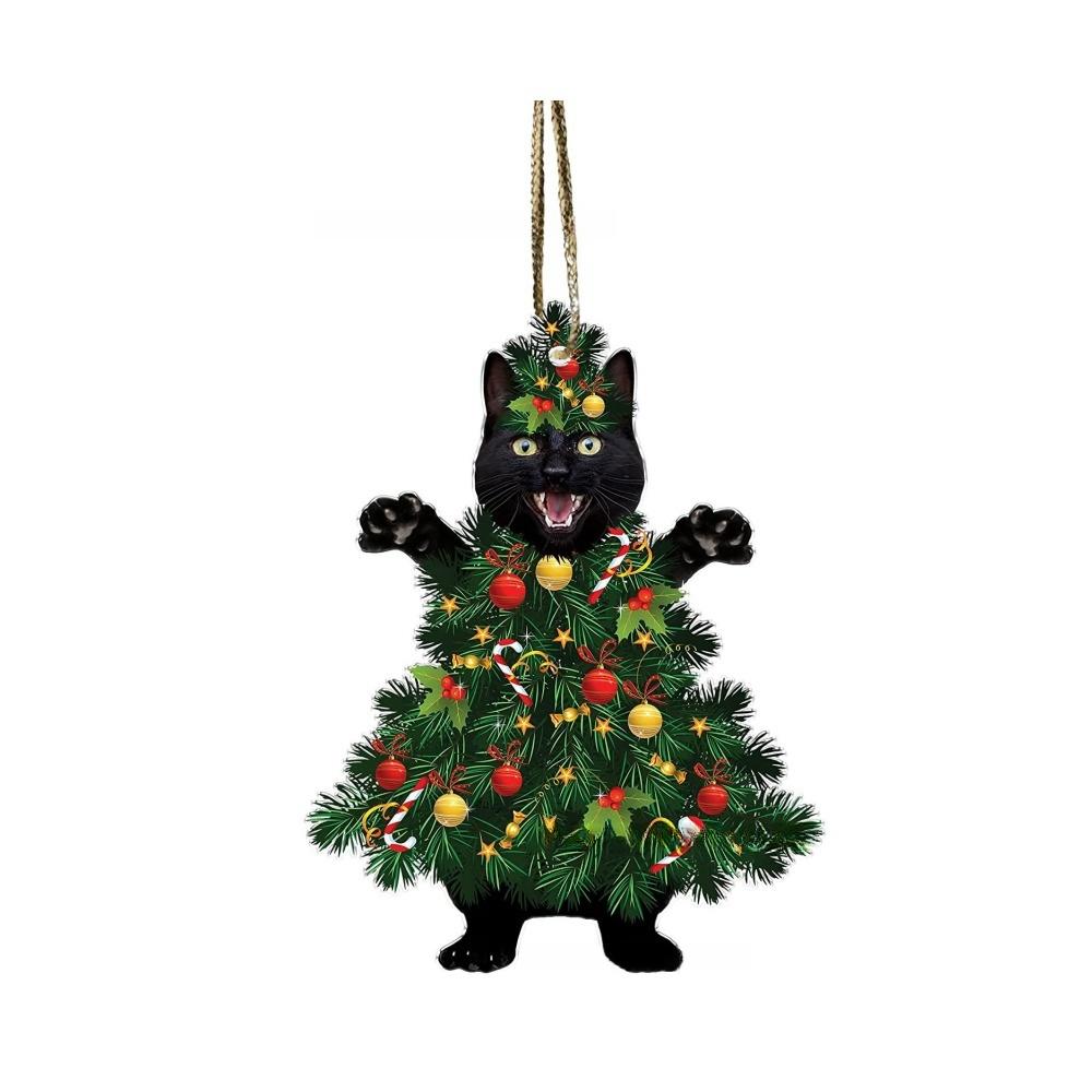 2025 Weihnachts-Kugel-Katzen-Ornament 2D Acryl Lustige Katzen-Ornamente Weihnachtsbaum Katze Hängende Dekorationen Haus Party Weihnachten Deko