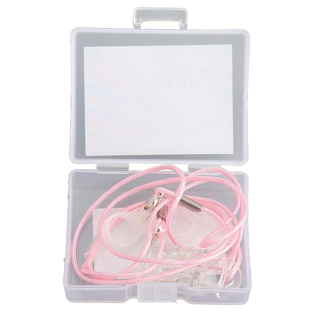 Hearing Aid Holder Transparent Clip Pink Rope Nylon Easy Fixing Hearing Aid Lanyard for Gardening