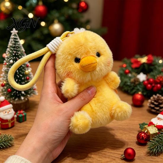 Bag Hanging Plush Toy Pendant Cartoon Animal Doll Charm Keychain with Lanyard Soft Fluffy Texture Stress Relief Table Companion