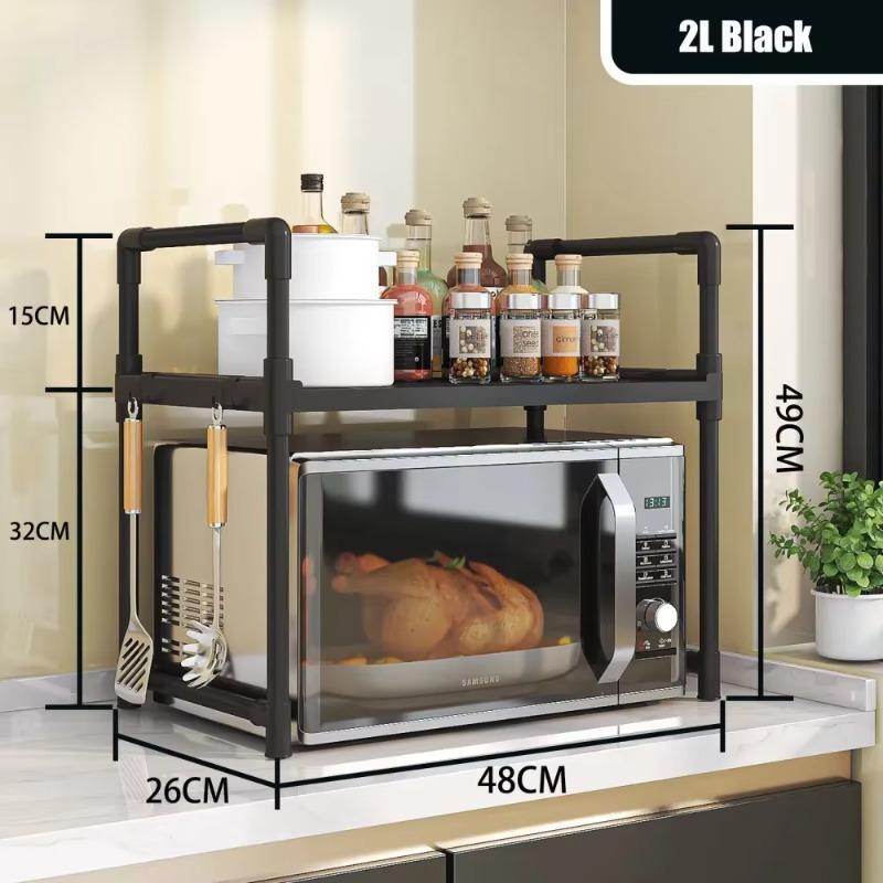 Kitchen Retractable Microwave Shelf Multi-layer Rice Cooker Oven Thickened Countertophousehold Seasoning Holder Storage Artifact