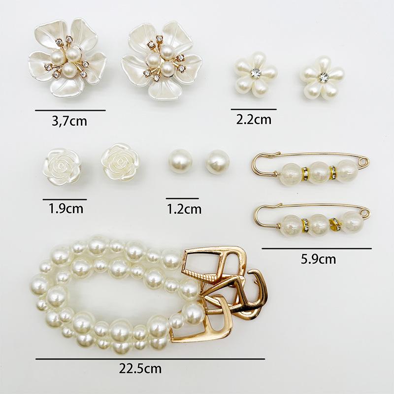 

Ретро Металлические Украшения для Обуви в виде Цветков со Съемными 3D Жемчужными Пряжками