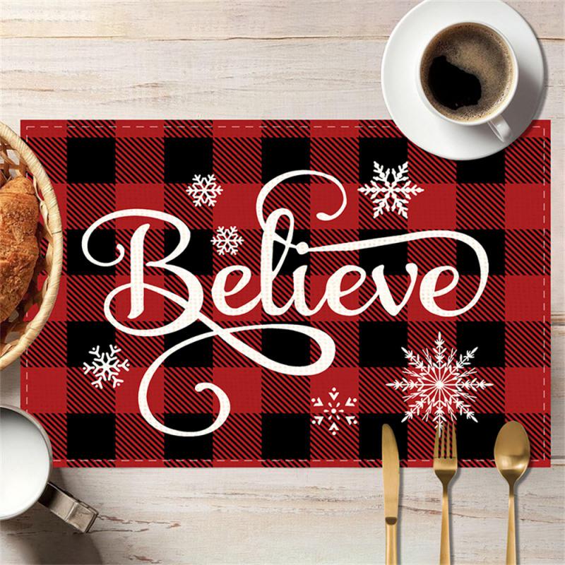 

Новая Рождественская цифровая печатная салфетка для стола Праздничная вечеринка Обеденный стол Теплоизолирующая Противозагрязняющая Подставка для стола L