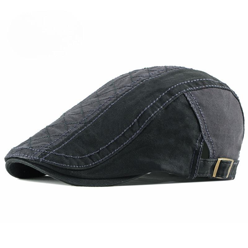 Vintage Cotton Patchwork Beret Hat for Men Women Diamond Lattice Flat Cap Korean Style Newsboy Cap Individual Sun Protection Duckbill Hat