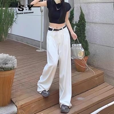 2023 Witte Jeans met Hoge Taille en Wijde Pijpen - Comfortabele, Losse en Trendy Vallende Broek
