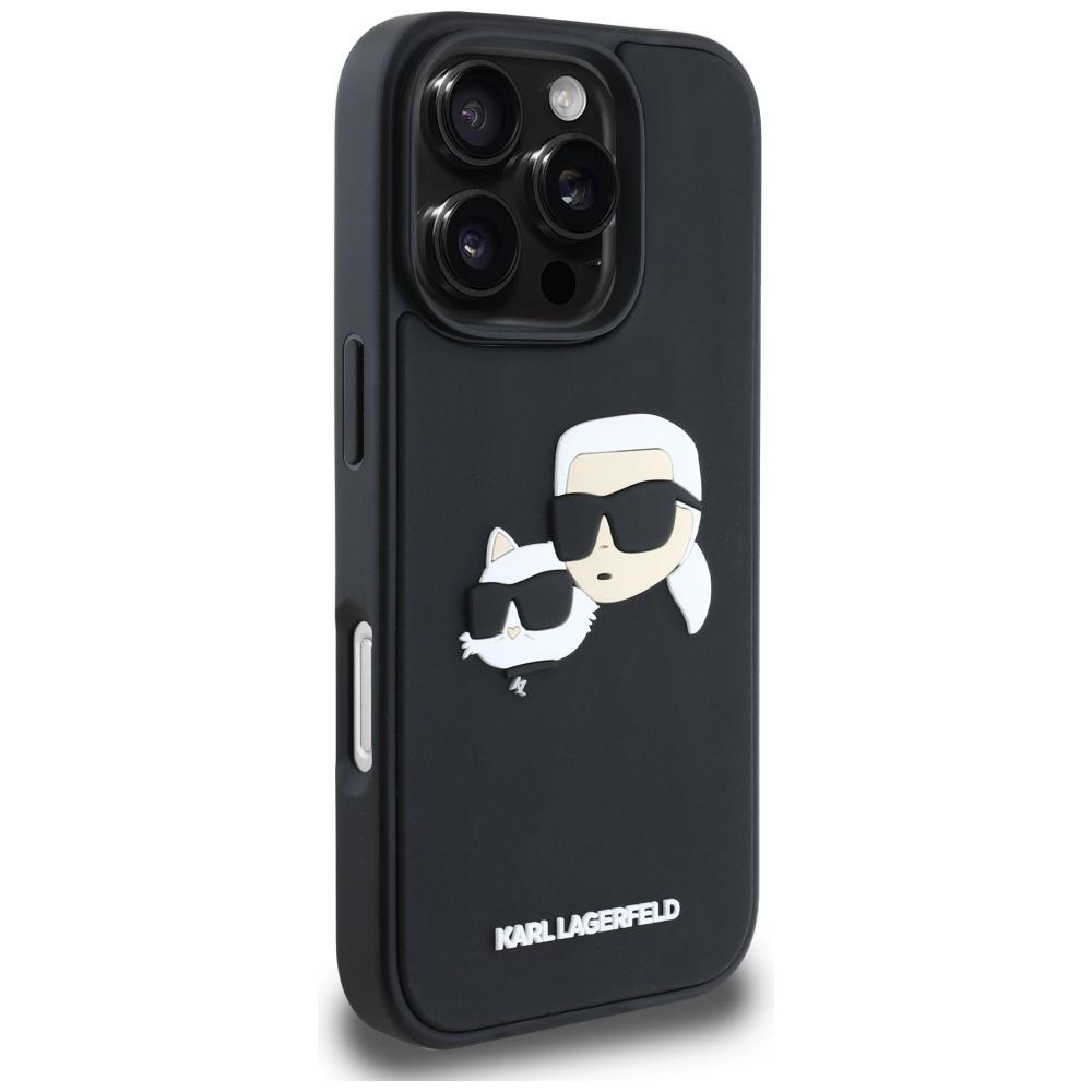 Karl Lagerfeld Hc 3D Rubber Double Heads Case For Iphone 16 Pro Black