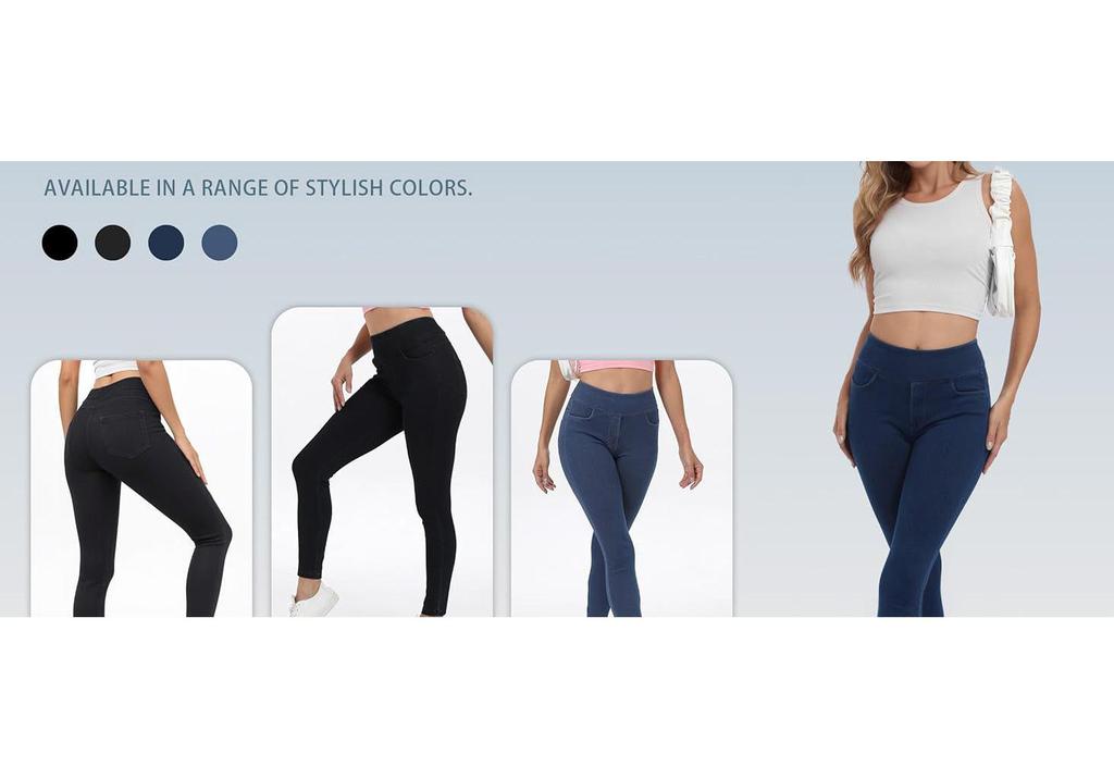 European & American Style High-Waisted Pocket Denim Yoga Pants