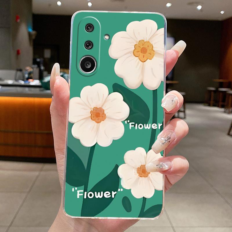 Handyhülle für Samsung Galaxy M36 F36 5G Weiches Transparentes Silikon Flexibles TPU Klare Hülle Luxus Mode Schmetterling Blume Hülle