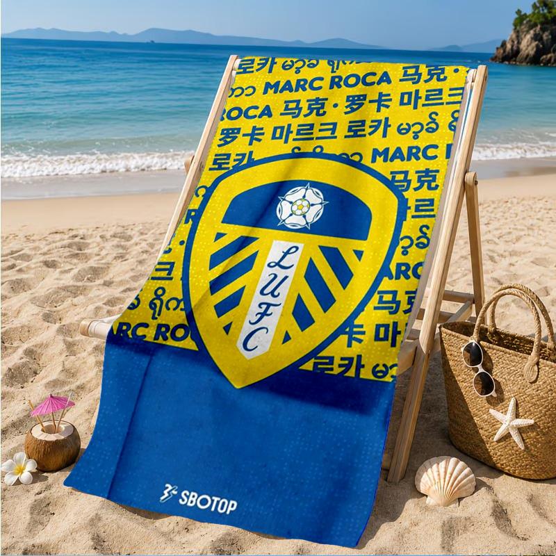 Leeds United Wappenmuster Strandtuch, Schnelltrocknend, Pflegeleicht, Geeignet für Fitness und Strandurlaub, Sport-Essential