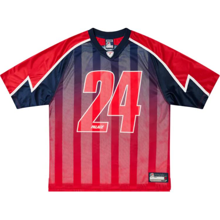Palace Meshy Stripe Jersey Red/Navy Unisex Tops P27ES007 XL