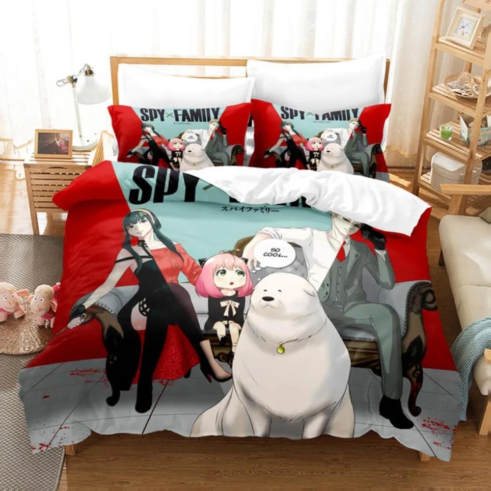 Set de lenjerie de pat Anime SPY×FAMILY Anya Forger Set husă de plapumă Microfibră Single Queen King Twin Full Size Husă de plapumă Pentru cadouri