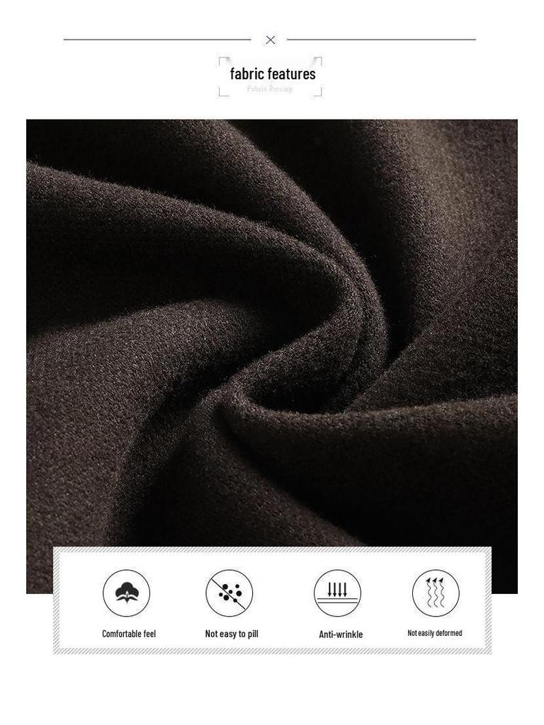 High-Waisted Wool A-Line Midi Skirt with Pockets for Autumn and Winter