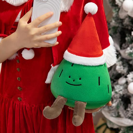 Plush Christmas Tree Doll Soft Stuffed Toy Pillow Bookshelf Xmas Decor Holiday Party Display Prop Kids Gift