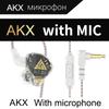 QKZ AKX 3.5mm In-ear Wired Earphones Dynamic HIFI Bass Earbuds Monitor Headphone Sport Noise reduction Headset With Mic Stereo