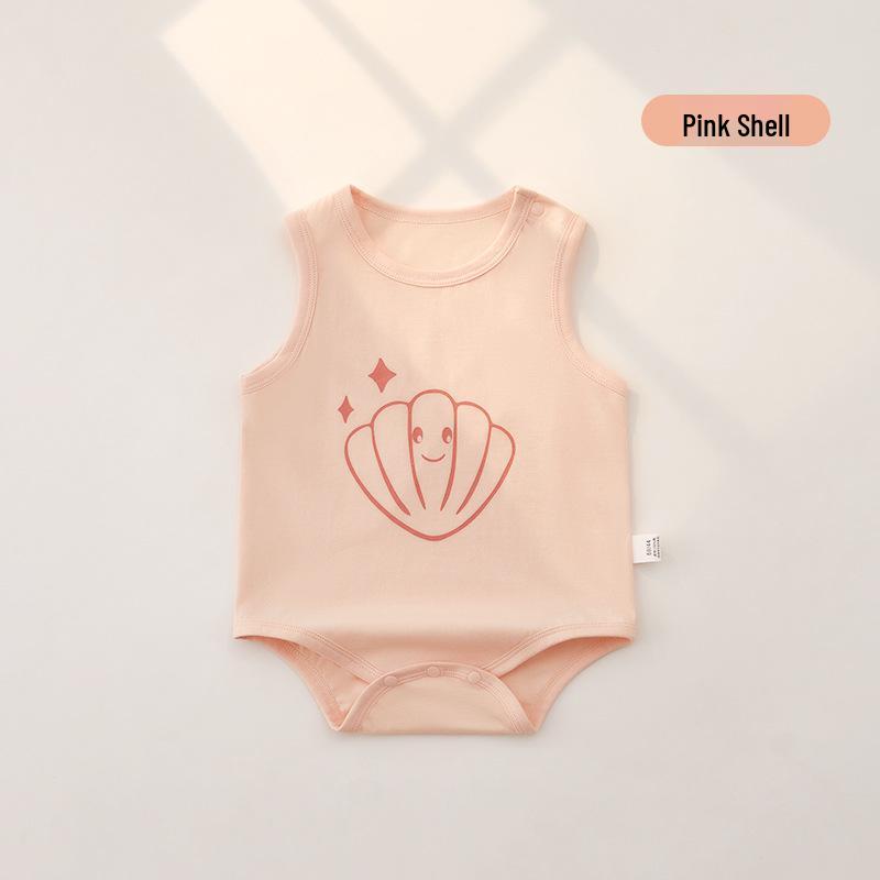 7A Antibacterial Summer Baby Sleeveless Cotton Romper - Infant Diaper Cover Bodysuit with Tagless Design, Ideal for Air Conditioning
