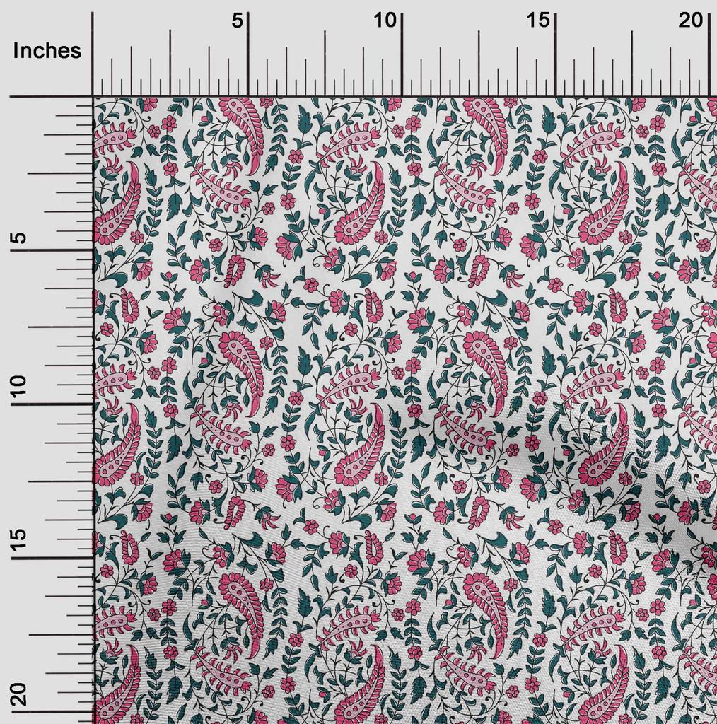 oneOone Cotton Flex Fabric Leaves|Floral & Paisley Block Print Fabric By The Yard 40 Inch