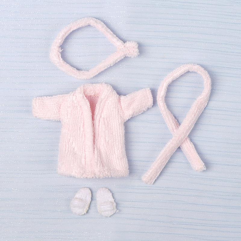 OB11 Doll Pajamas Bathrobe Top Suit For Ob11 1/12 Doll Outfit Daily Casual Accessories For Children Diy Comes With Slippers