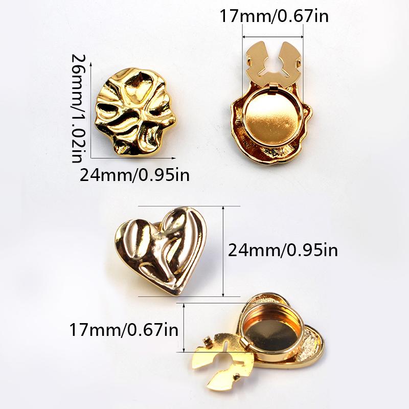 1PC Button Cover Electroplating Cufflinks Exquisite Love Shape Cool Jewelry Party Button Decoration Gift 24x17mm