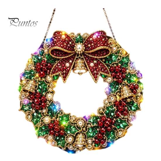 DIY-Feiertagshandwerk für Erwachsene Weihnachts-Diamantmalerei-Kranz-Set mit LED-Lichterkette, Schneemann-Perlenkunst Hängendes Ornament für Erwachsene, Acryl