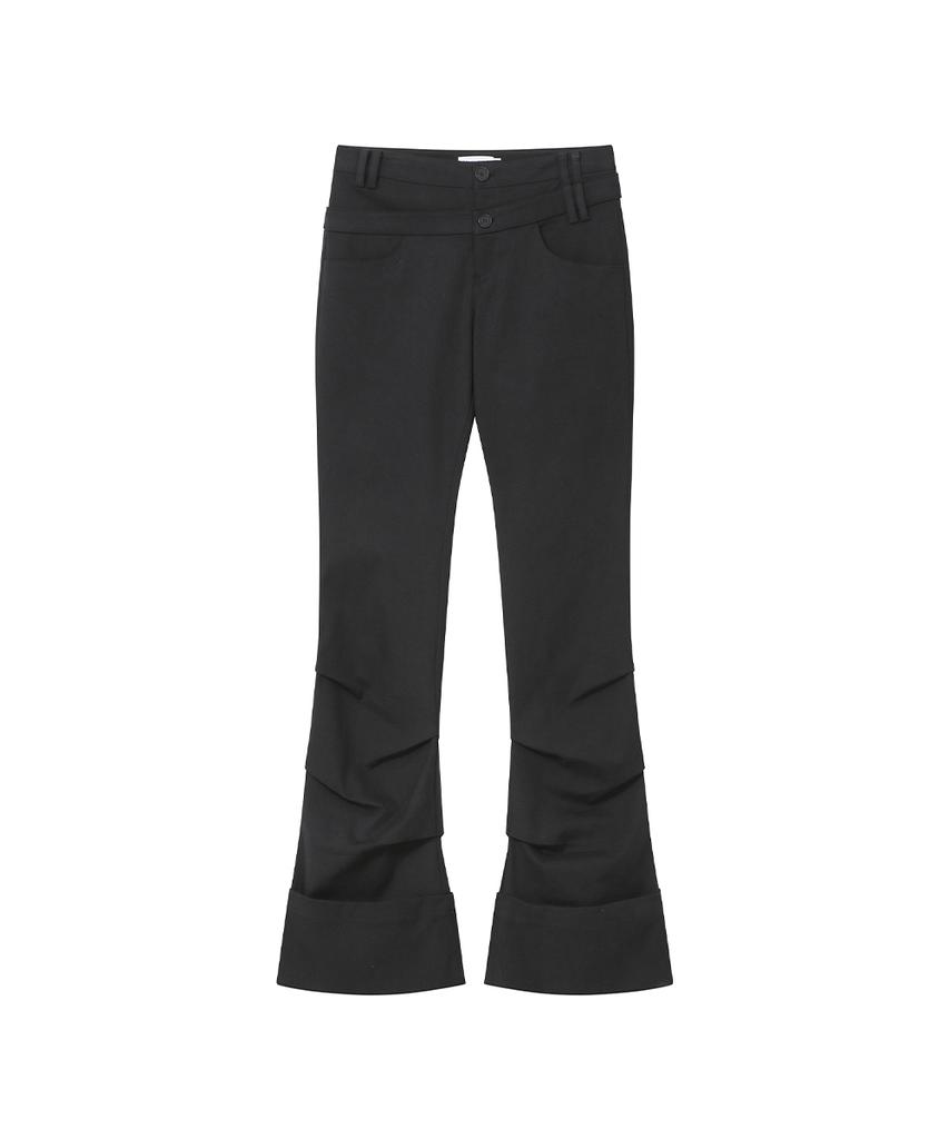 MISEKI SEOUL Two Line Layered Folding Pants Black