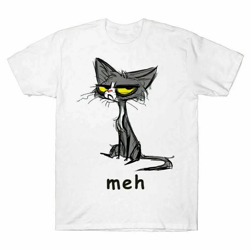 Cat Meh Funny Cat Lover Gift T-Shirt | S - 4XL XS