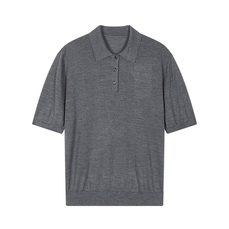 Women's Mulberry Silk Blend Short Sleeve Knit Polo