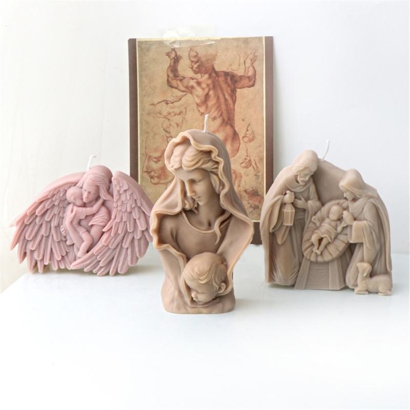 Resin Mold Silicone Texture with Prayer Pattern Candle Moulds for Table and Bedroom for Crafting Unique Table Decors
