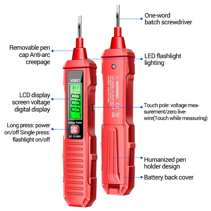 Electrical Screwdriver LCDBacklights Flashlight Sensitivity Adjustable Electrician Automatic Meter Voltage Tester Tools