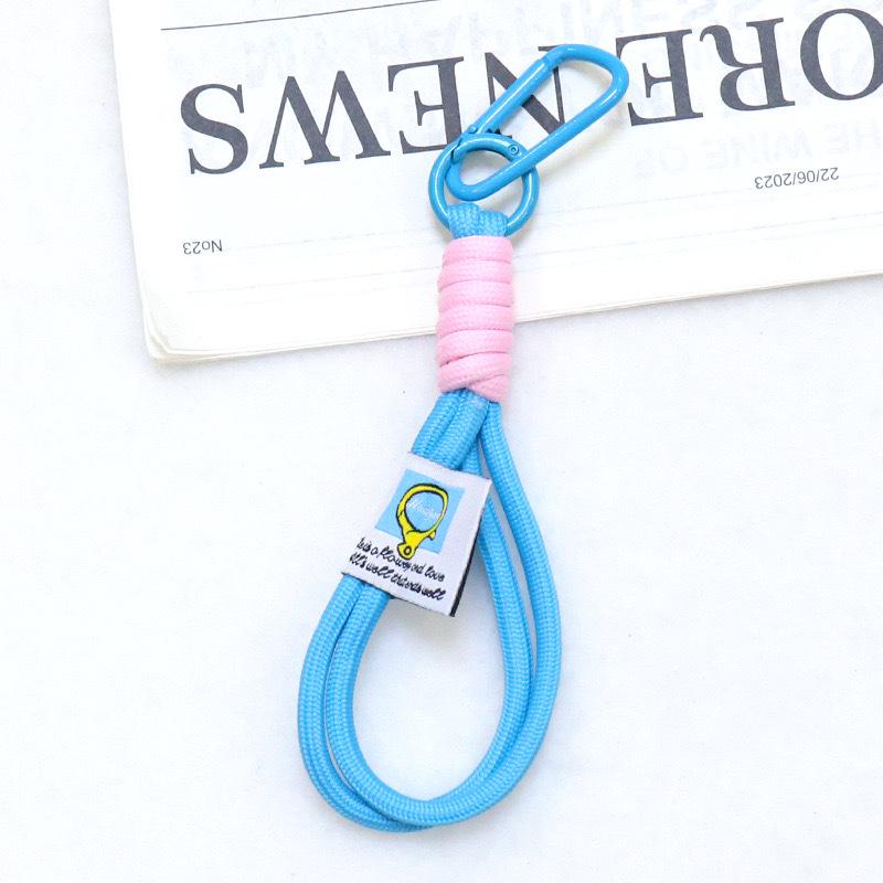 Double-Layer Woven Keychain Bag with Carabiner Pendant for DIY Hanging