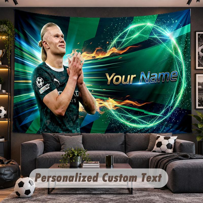 Wall Hanging Tapestry Custom NameErling Haaland Pattern Personalized Printed Fabric Wall Decor