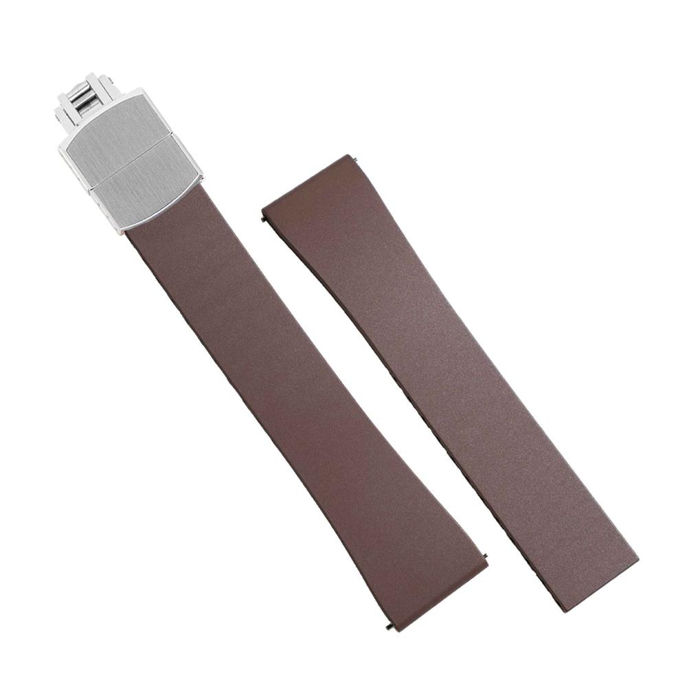 

18mm 19mm 20mm 21mm 22mm Fluororubber Strap for Rolex Watch Day-Date Deepsea Submariner Cut To Size Rubber Band for Seiko Watch 21mm коричневий