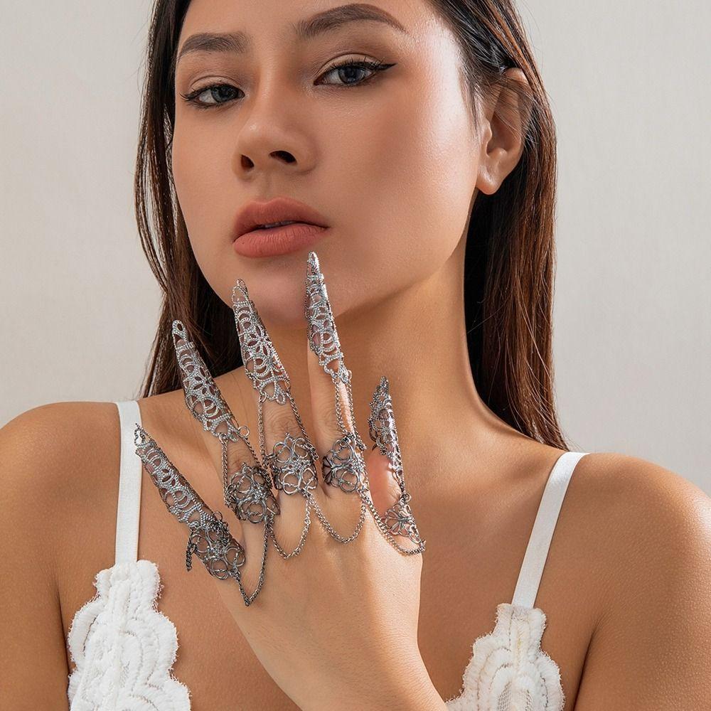 Gioielli per le Mani Braccialetti da Dita Gotici Anelli per Dita Punk Punk Nuovi Braccialetti a Catena per Dita e Polso Donna