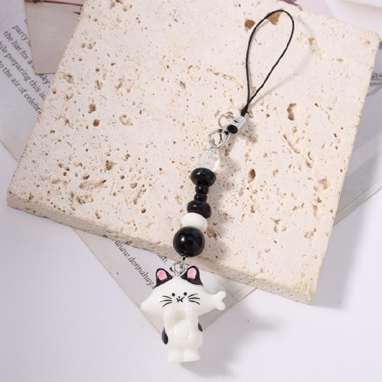 Sturdy Resin Cat Keychain Adorable Phone Accessory Compact Pet Lover Lightweight Phone Charm Gift for Everyday Use