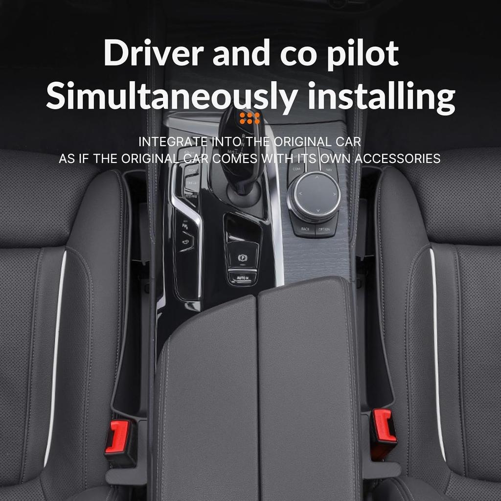 Car Seat Gap Filler Organizer With USB Cable Slot,Car Gap Filler For Phones, Keys, And Co – Prevents Drops, Adds Storage, Fits Most Vehicles(2Pack