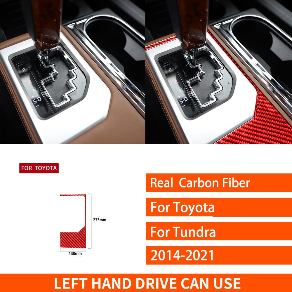 For Toyota Tundra 2014- Real Carbon Fiber Stickers Central gear shift storage Panel Car Accessories Interior decorative