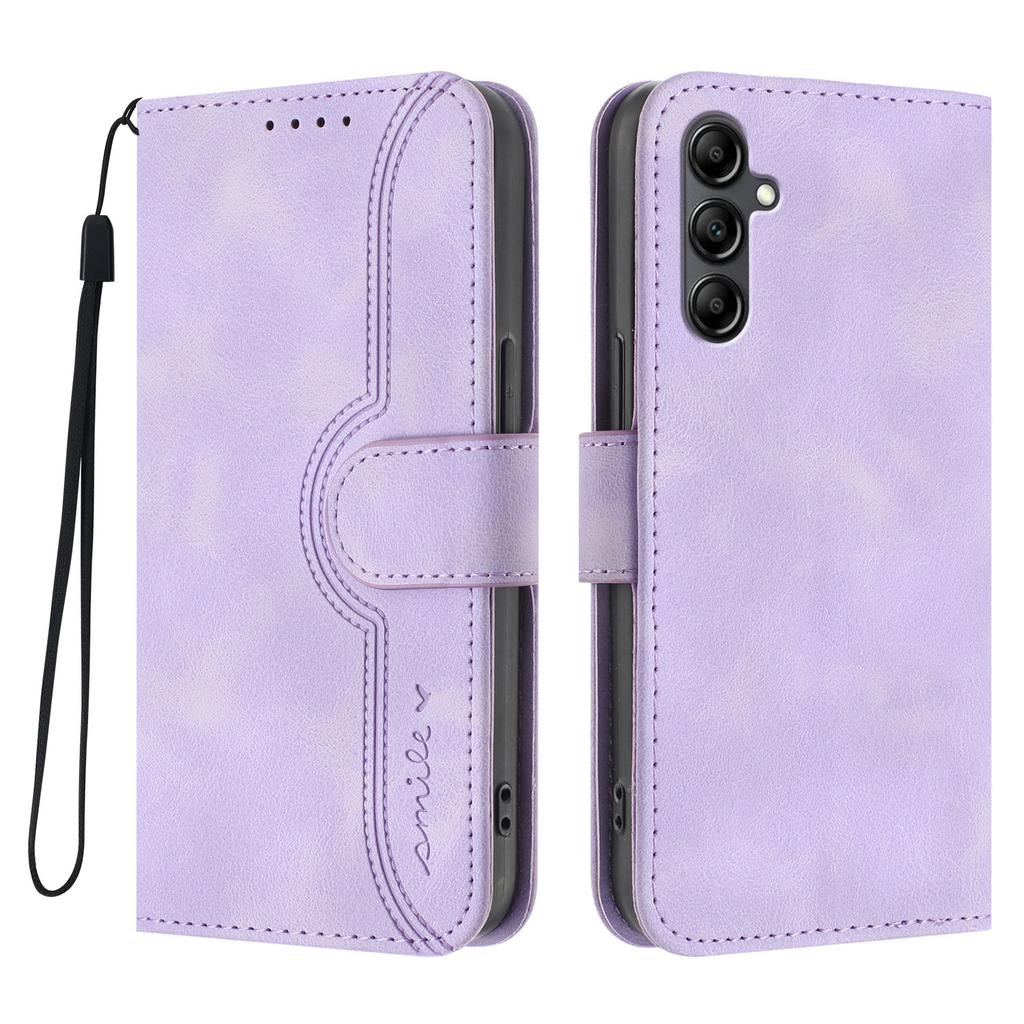 For Samsung Galaxy A17 5G/A17 4G/A26 5G/A16 5G/A16 4G Leather Case Wallet Stand Smile Imprinted Phone Cover with Strap