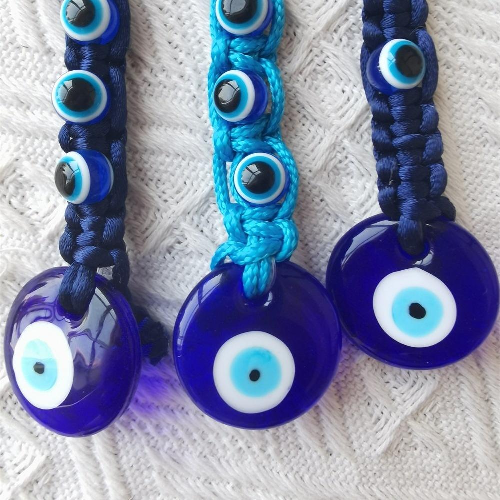 Boho Evil Eye Pendant Handmade Macrame Turkish Nazar Charm Cotton Tassel Bag Hanger Car Ornament Home Decor Gift