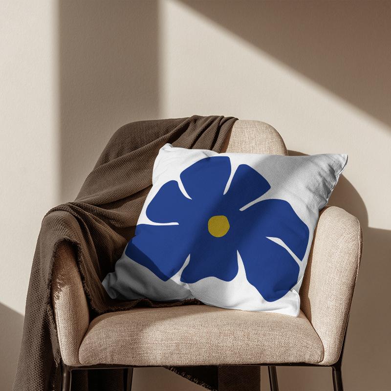 New Nordic Ins Pillow Cover Abstract Geometric Blue Ultra Short Velvet Cushion Cover