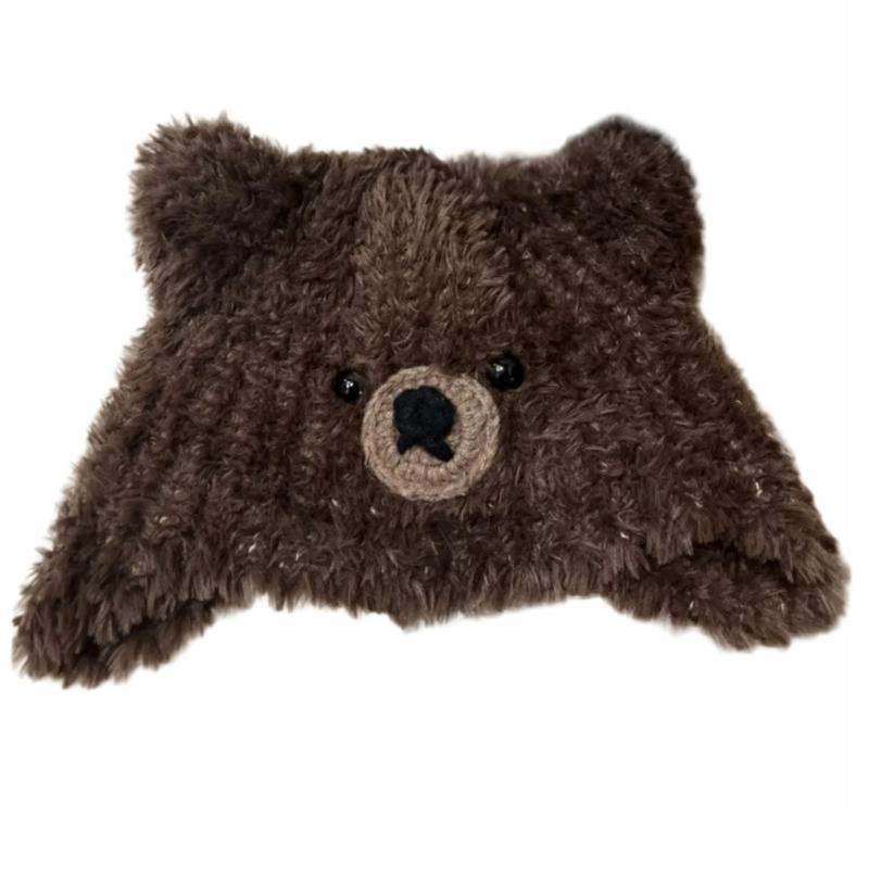

Bear Ears Hat Outdoor Ear Protecting Hat Travel Essential Hat Snowmen Hat for Fashionable Layering коричневий