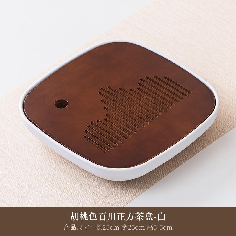 Walnut Color Bamboo Tea Tray With Water Storage Drainage Tea Table Tea Tray For Household Office Home Tea Set Accessory