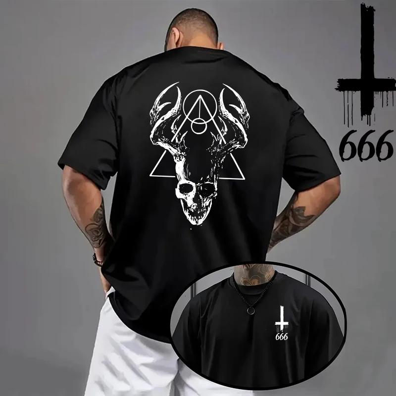 2026 Unisex Tshirt Satan Inverted Cross Print Gothic Streetwear Spring Summer Casual Tee Shirt 8 Styles Unisexs Clothes