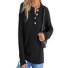 Women S Solid Color Half Open Button Pullover Long Sleeve Sweater
